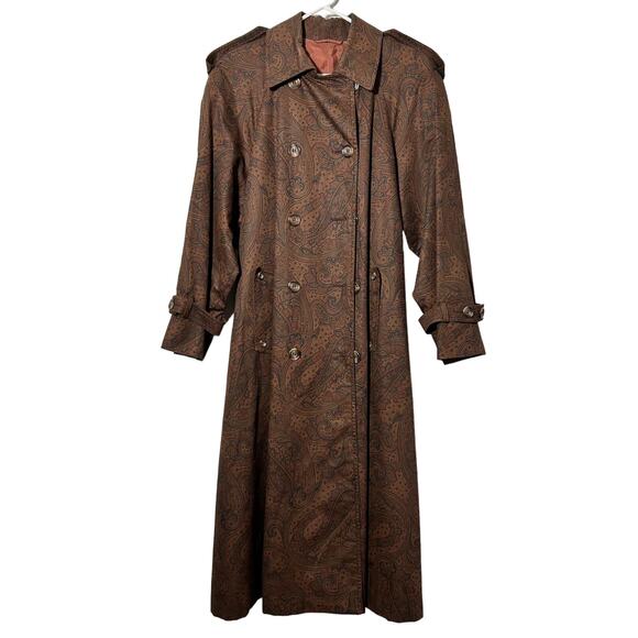 Aquascutum Made‎ in England Vintage Paisley Trench Raincoat Women's M/L - Picture 1 of 16